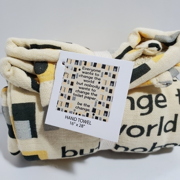 New Primitives by Kathy "Be the Change" funny bathroom cotton hand towel - Picture 2 of 4